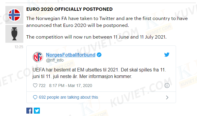 EURO2020 postponed