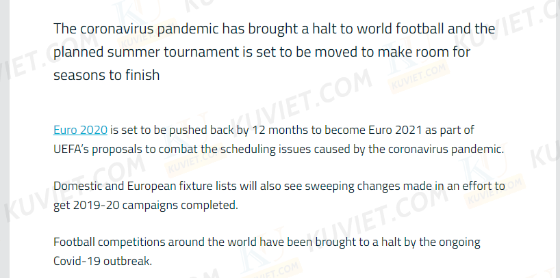 Goal EURO tạm hoãn sang 2021